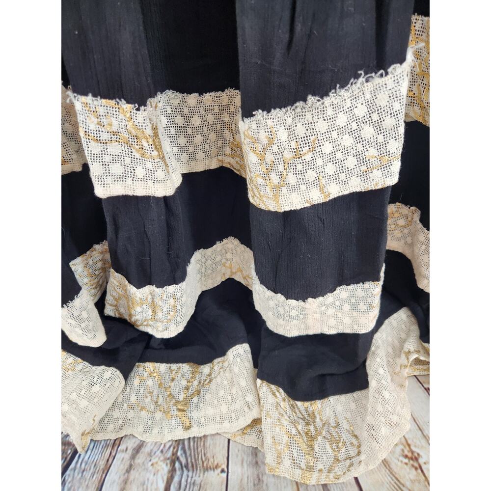 POL Boho Boutique Dress Size Small NEW Black Gold Detail Flowing Dress - Picture 5 of 6